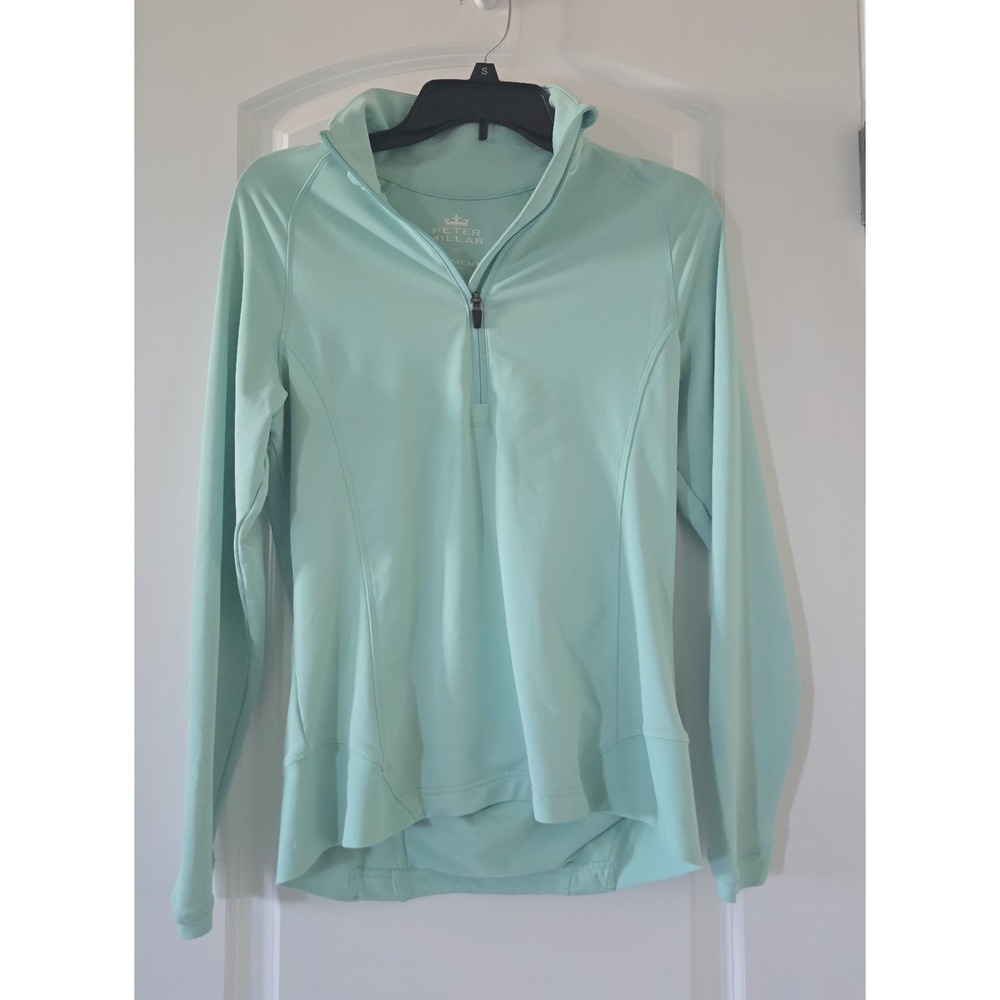 Peter Millar Element Wicking Golf Polo L/S Mint Green Women's Size M 50+UPF
